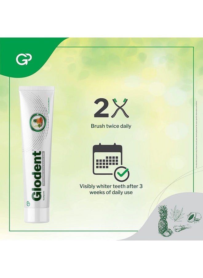 Glodent Teeth Whitening Toothpaste | Plaque Remover | Gum Care | Anticavity Tooth paste | Natural Xylitol Extracts, Neem, Pineapple, Papaya, and Miswak | Vegan-friendly Oral Care (Pack of 4) 70g each