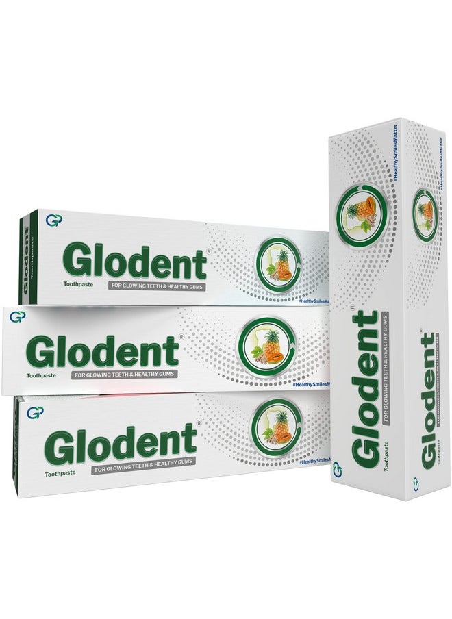Glodent Teeth Whitening Toothpaste | Plaque Remover | Gum Care | Anticavity Tooth paste | Natural Xylitol Extracts, Neem, Pineapple, Papaya, and Miswak | Vegan-friendly Oral Care (Pack of 4) 70g each