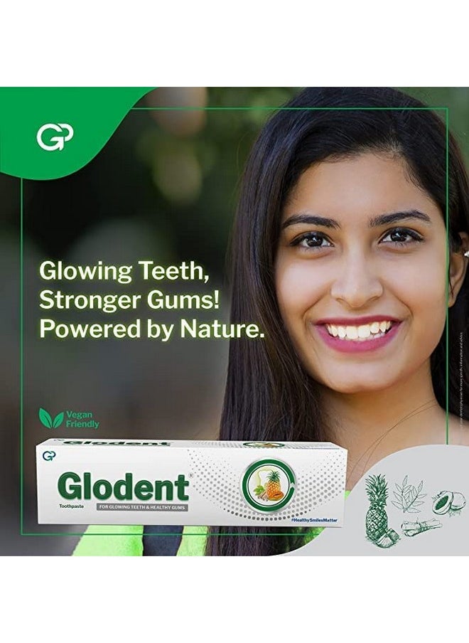 Glodent Teeth Whitening Toothpaste | Plaque Remover | Gum Care | Anticavity Tooth paste | Natural Xylitol Extracts, Neem, Pineapple, Papaya, and Miswak | Vegan-friendly Oral Care (Pack of 4) 70g each