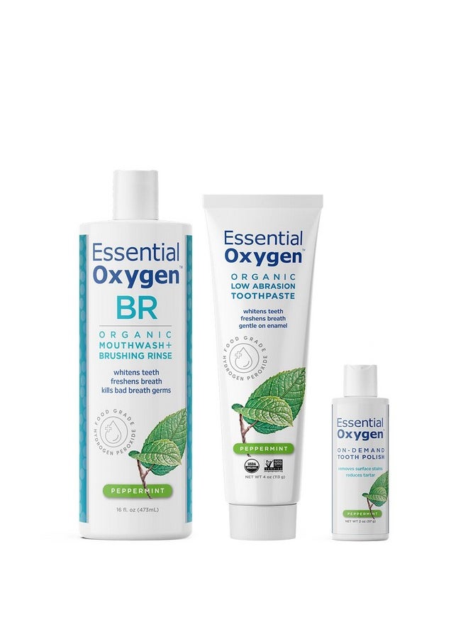 Essential Oxygen Pristine Protocol A 3-Step System (1. Rinse 2. Brush 3. Polish) for Your Best Smile Ever, 3 Count, Combo Pack