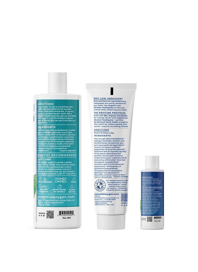 Essential Oxygen Pristine Protocol A 3-Step System (1. Rinse 2. Brush 3. Polish) for Your Best Smile Ever, 3 Count, Combo Pack