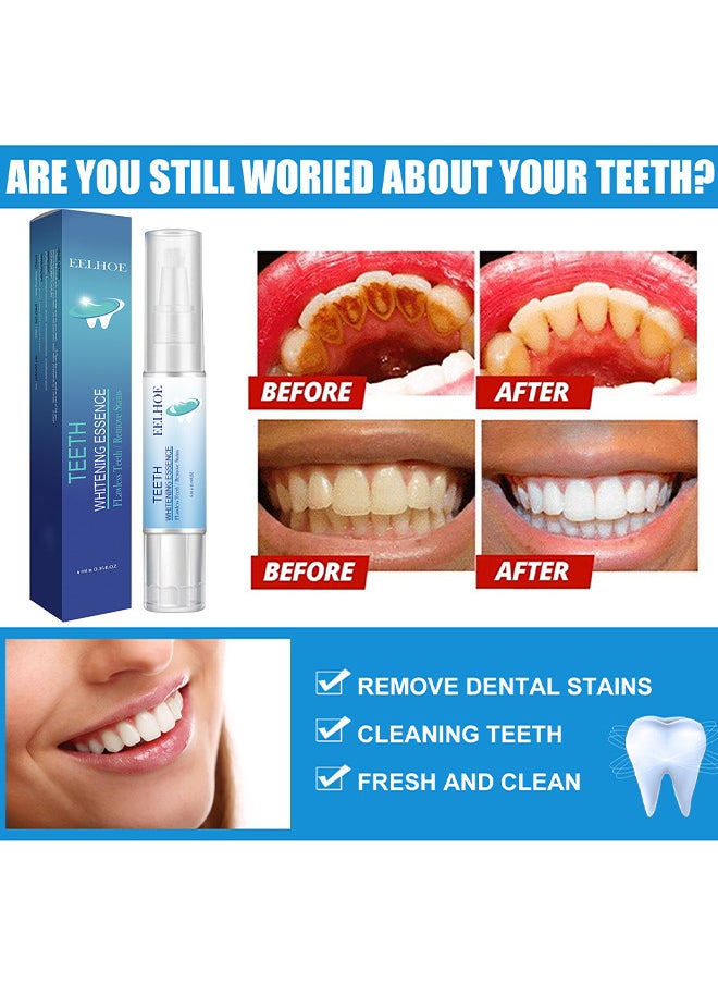 Teeth Whitening Essence, Flawless Teeth Remove Stains Safe Fresh Breath Gentle Non-Irritating Effective Clean Oral Care Products, Deep Cleaning Stains And Tartar Oral Care, Reduce Yellowing, 4ML