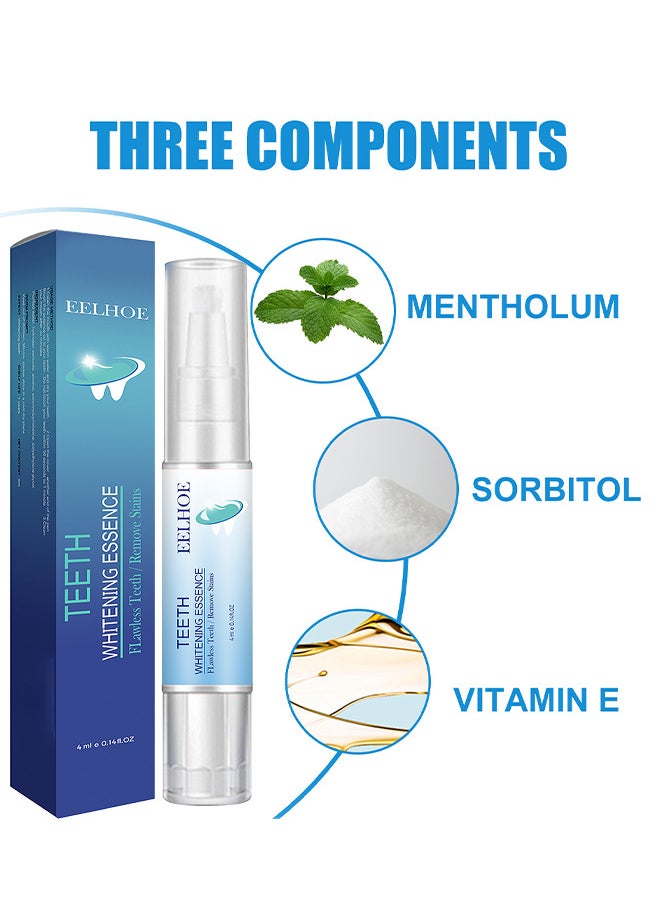 Teeth Whitening Essence, Flawless Teeth Remove Stains Safe Fresh Breath Gentle Non-Irritating Effective Clean Oral Care Products, Deep Cleaning Stains And Tartar Oral Care, Reduce Yellowing, 4ML