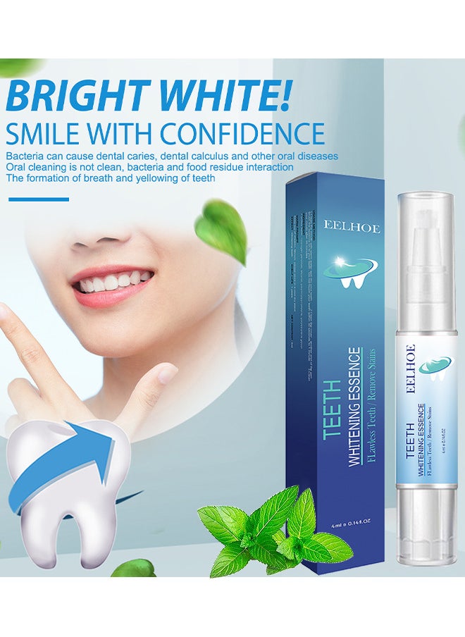 Teeth Whitening Essence, Flawless Teeth Remove Stains Safe Fresh Breath Gentle Non-Irritating Effective Clean Oral Care Products, Deep Cleaning Stains And Tartar Oral Care, Reduce Yellowing, 4ML