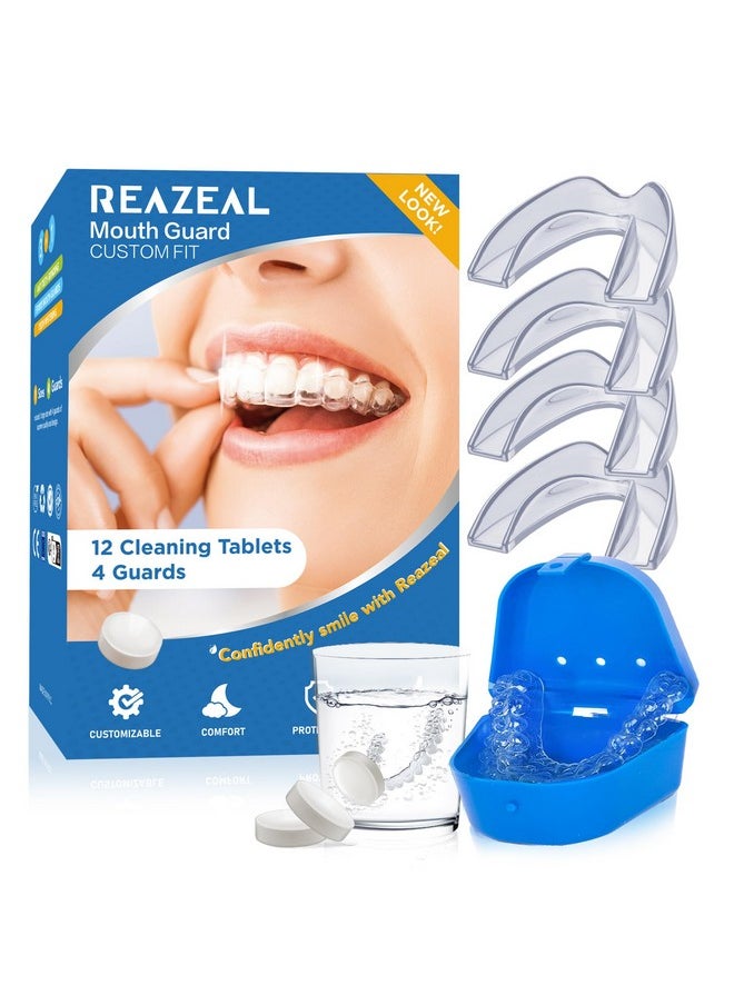 Mouth Guard for Grinding Teeth at Night: Moldable Dental Guard for Sleeping - Nighttime Protection for Teeth with 12 Cleaning Tablets