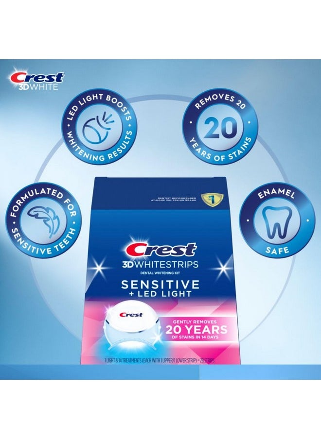 Crest 3DWhitestrips Sensitive + LED Light Teeth Whitening Kit, 14 Treatments, Gently Removes 20 Years of Stains