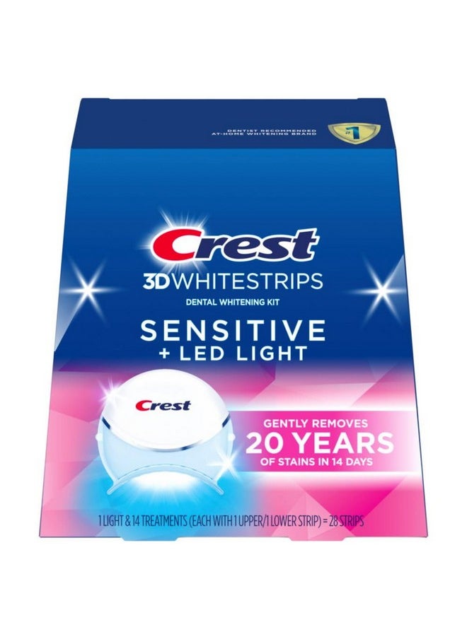 Crest 3DWhitestrips Sensitive + LED Light Teeth Whitening Kit, 14 Treatments, Gently Removes 20 Years of Stains