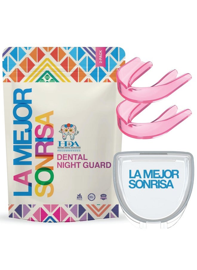 La Mejor Sonrisa (The Best Smile) Dental Night Guard - Mouthguard for Clenching Teeth At Night, Premium Night Guard for Teeth Grinding with Jaw Clenching Relief: 2 Pack Sandia (Pink)