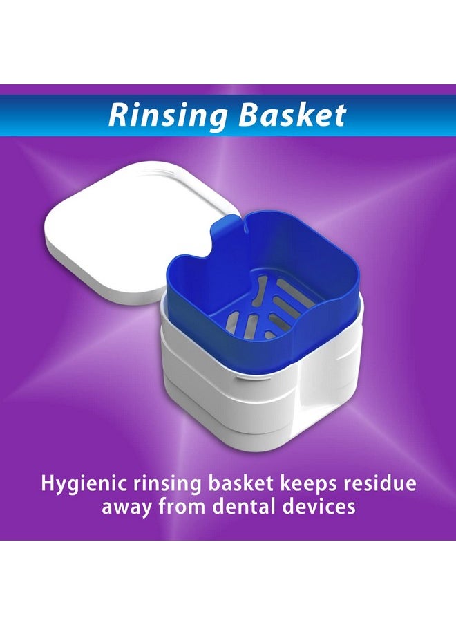 BrightWorks Dental Bath Cleaner Cup Case (3 Pack) for Dentures, Aligners, Retainers, Night Guards, Mouth Guards, Dental Guards, and Dental Appliances. includes Rinsing Basket, Easy to Use.