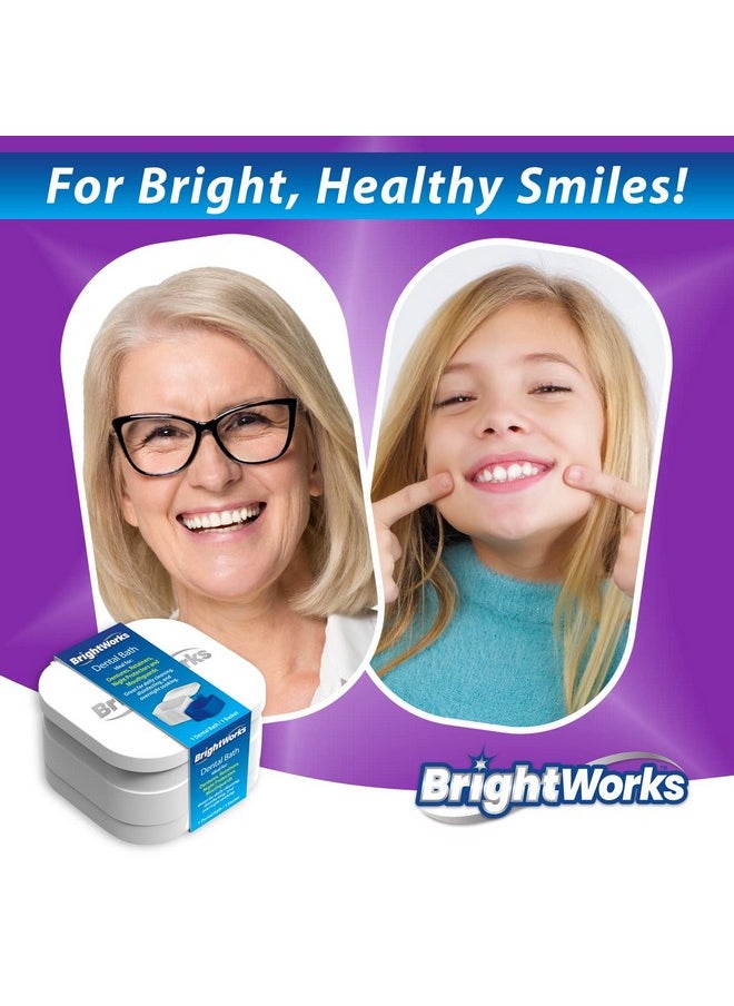 BrightWorks Dental Bath Cleaner Cup Case (3 Pack) for Dentures, Aligners, Retainers, Night Guards, Mouth Guards, Dental Guards, and Dental Appliances. includes Rinsing Basket, Easy to Use.