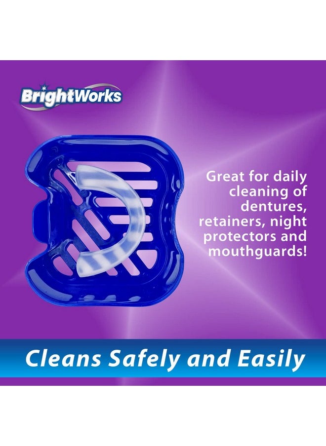 BrightWorks Dental Bath Cleaner Cup Case (3 Pack) for Dentures, Aligners, Retainers, Night Guards, Mouth Guards, Dental Guards, and Dental Appliances. includes Rinsing Basket, Easy to Use.