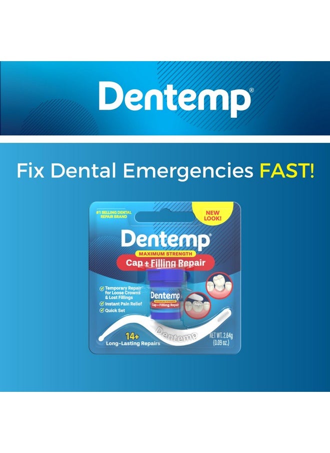 Dentemp Maximum Strength Loose Cap and Lost Filling Repair - Dental Repair Kit for Instant Pain Relief (Pack of 2)