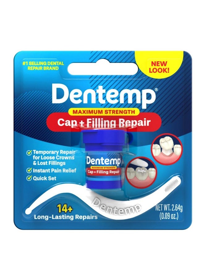 Dentemp Maximum Strength Loose Cap and Lost Filling Repair - Dental Repair Kit for Instant Pain Relief (Pack of 2)