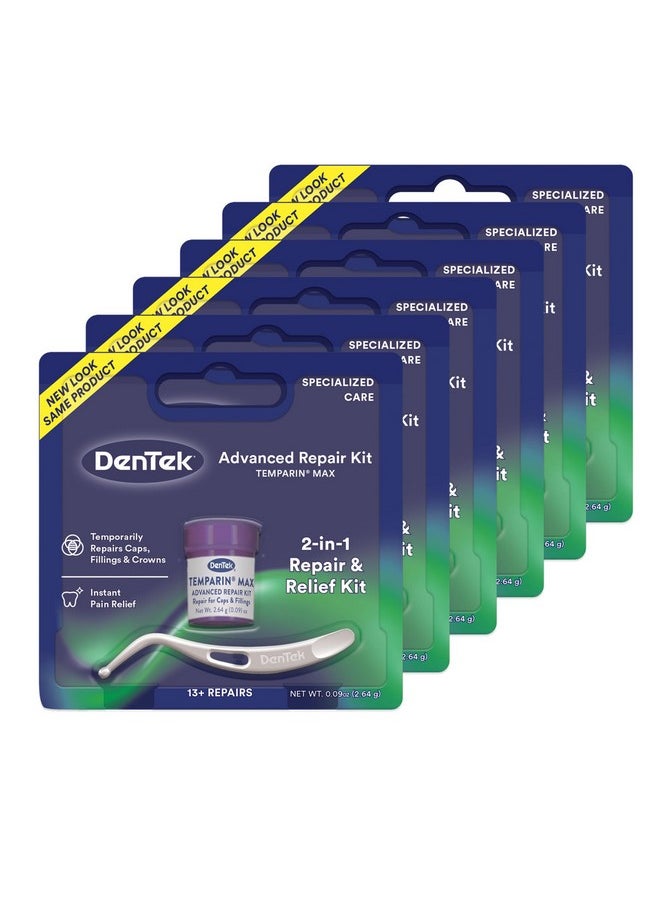 Dentek Temparin Max Repair Kit, 13+ Repairs, 2.64 Grams (Pack of 6)