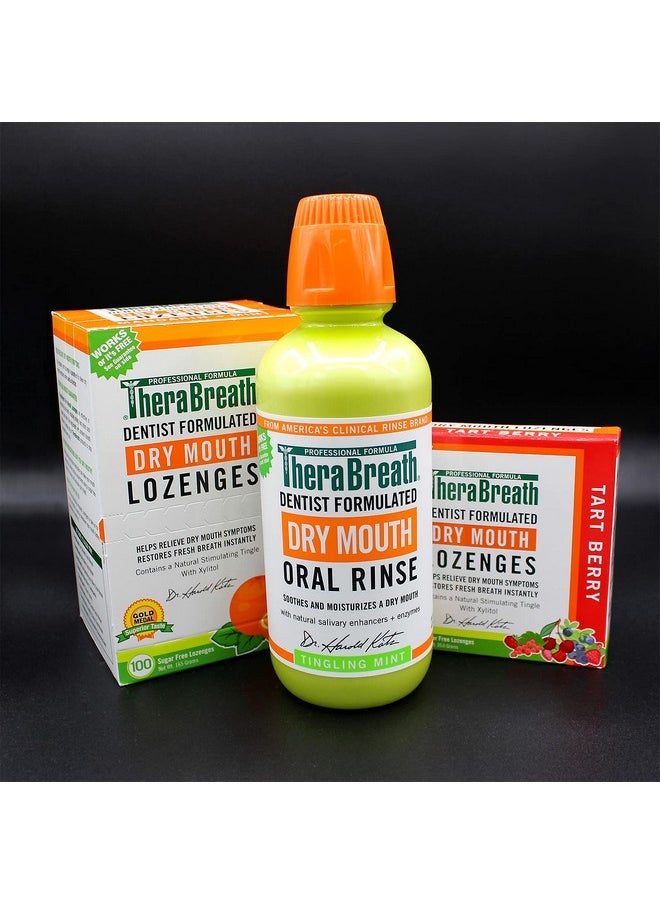 TheraBreath Dry Mouth Lozenges with ZINC, Tart Berry Flavor, 100 Lozenges