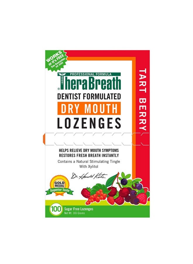 TheraBreath Dry Mouth Lozenges with ZINC, Tart Berry Flavor, 100 Lozenges