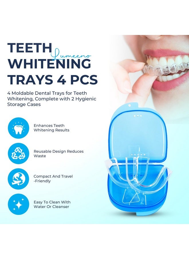 Teeth Whitening Trays Moldable 4 Pcs Teeth Trays for Whitening 2 Pcs Cases Mouth Trays for Teeth Whitening Moldable Bleaching Trays for Teeth Whitening Compatible with Opalescence Teeth Whitening Gel