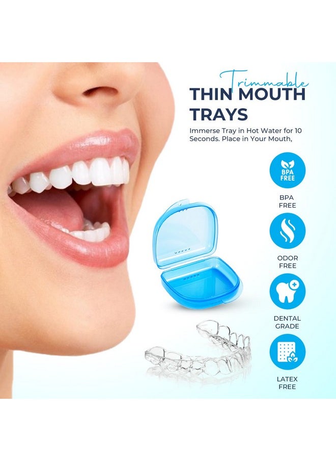 Teeth Whitening Trays Moldable 4 Pcs Teeth Trays for Whitening 2 Pcs Cases Mouth Trays for Teeth Whitening Moldable Bleaching Trays for Teeth Whitening Compatible with Opalescence Teeth Whitening Gel