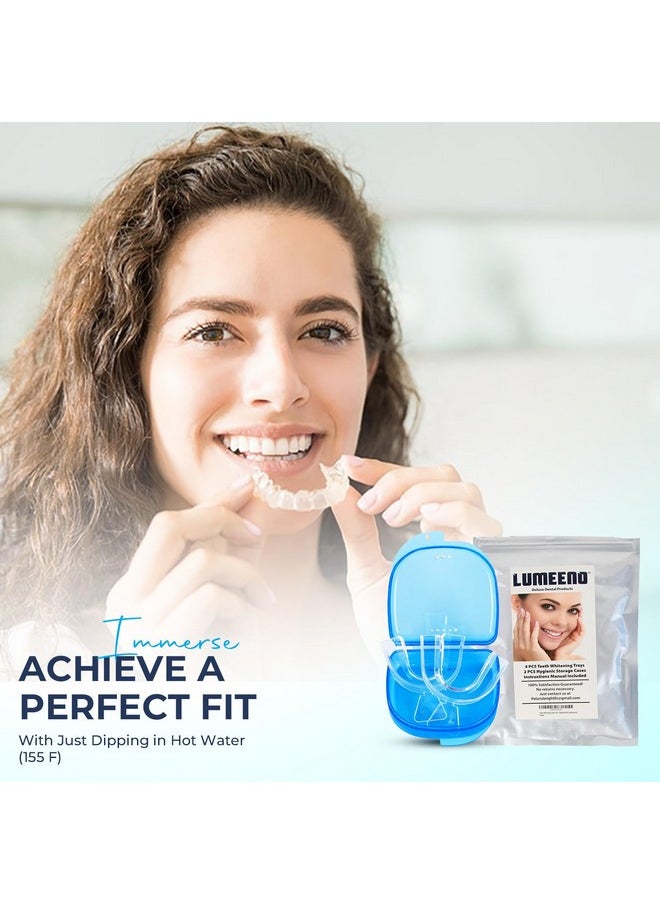 Teeth Whitening Trays Moldable 4 Pcs Teeth Trays for Whitening 2 Pcs Cases Mouth Trays for Teeth Whitening Moldable Bleaching Trays for Teeth Whitening Compatible with Opalescence Teeth Whitening Gel