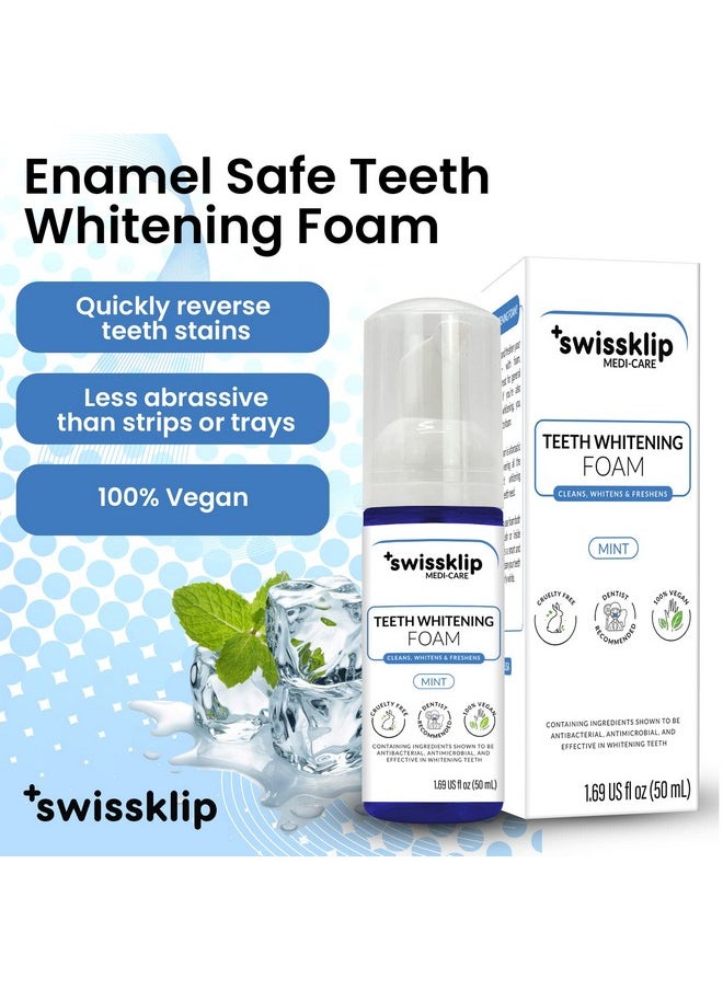 Swissklip Teeth Whitening Foam | Mint Flavor Whitening Toothpaste | Teeth Whitener I Professional Teeth Whitening Kit | 100% Vegan - Made in USA - 1.69 oz - Pack 1