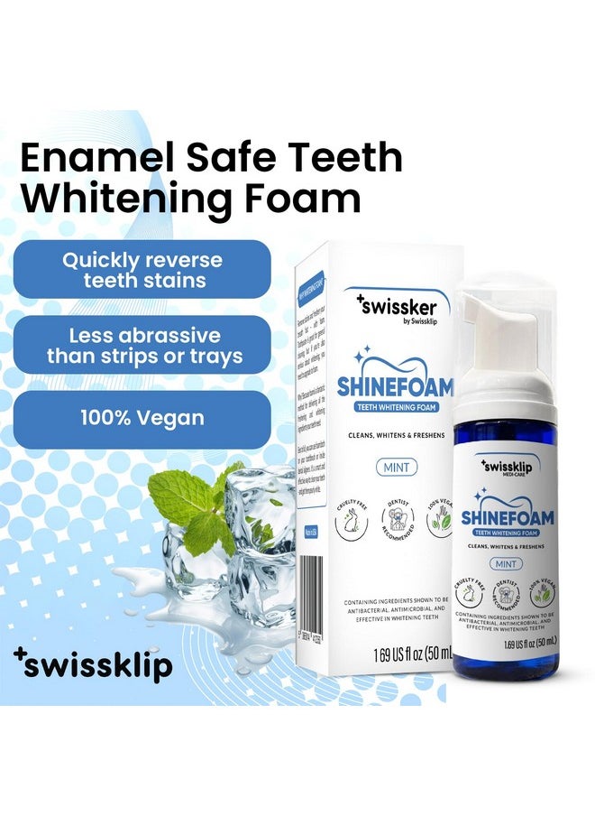 Swissklip Teeth Whitening Foam | Mint Flavor Whitening Toothpaste | Teeth Whitener I Professional Teeth Whitening Kit | 100% Vegan - Made in USA - 1.69 oz - Pack 1