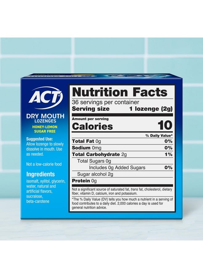 ACT Dry Mouth Lozenges With Xylitol, 36-Count, Sugar Free Honey-Lemon