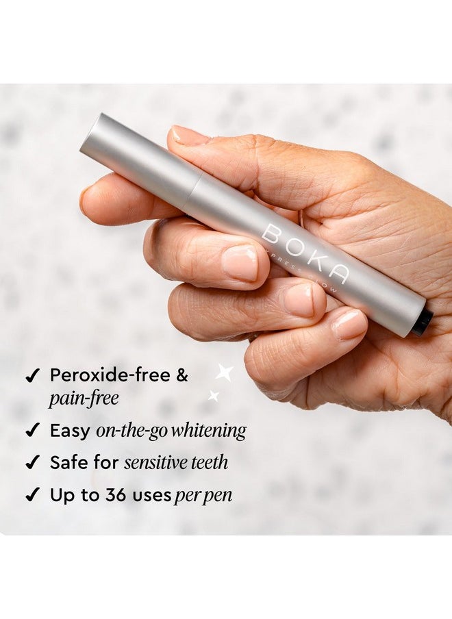 Boka Whitening Express Glow Teeth Whitening Pen - Powered by Pap & Nano-hydroxyapatite - 10 Shades Whiter Within 7 Days - Easy to Use, Painless Whitener for Sensitive Teeth