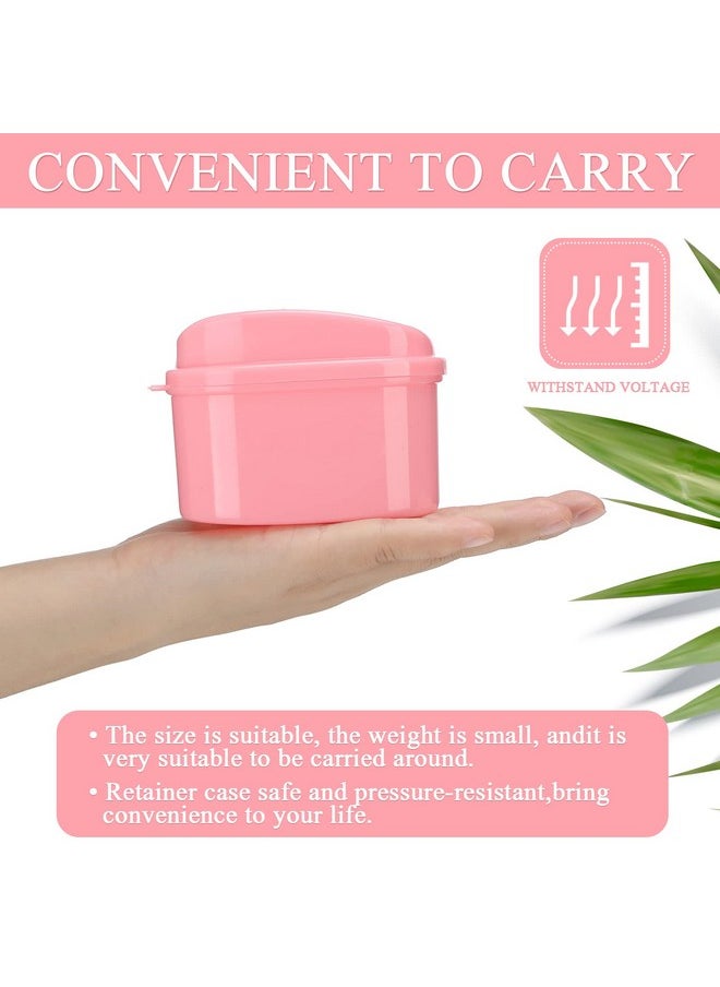 Zubebe 20 Pcs Denture Bath Denture Retainer Case Bulk Denture Holder with Strainer Basket Dental Cup Denture Soaking Container False Teeth Storage Box for Travel Cleaning Brace Mouth Guard, 5 Colors