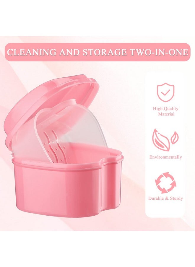 Zubebe 20 Pcs Denture Bath Denture Retainer Case Bulk Denture Holder with Strainer Basket Dental Cup Denture Soaking Container False Teeth Storage Box for Travel Cleaning Brace Mouth Guard, 5 Colors