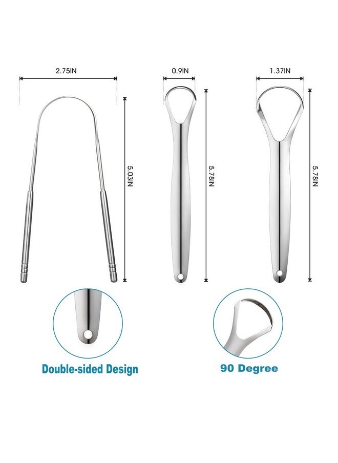 3 PCS Metal Tongue Scraper, Tongue Scrapers for Adults, Stainless Steel Tounge Scrappers, Tounge Scraper, Portable Tongue Scrappers YLYL