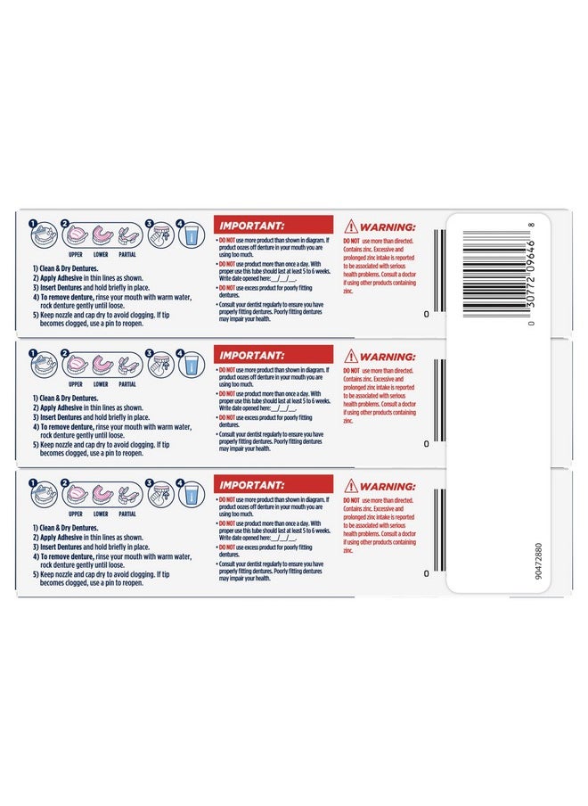Fixodent Professional Ultimate Denture Adhesive Cream for Full and Partial Dentures, 1.8 oz, 3 Pack