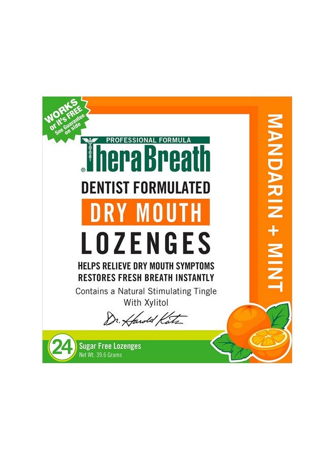TheraBreath Dry Mouth Dentist Formulated Sugar-Free Lozenges, Mandarin Mint, 24 Count