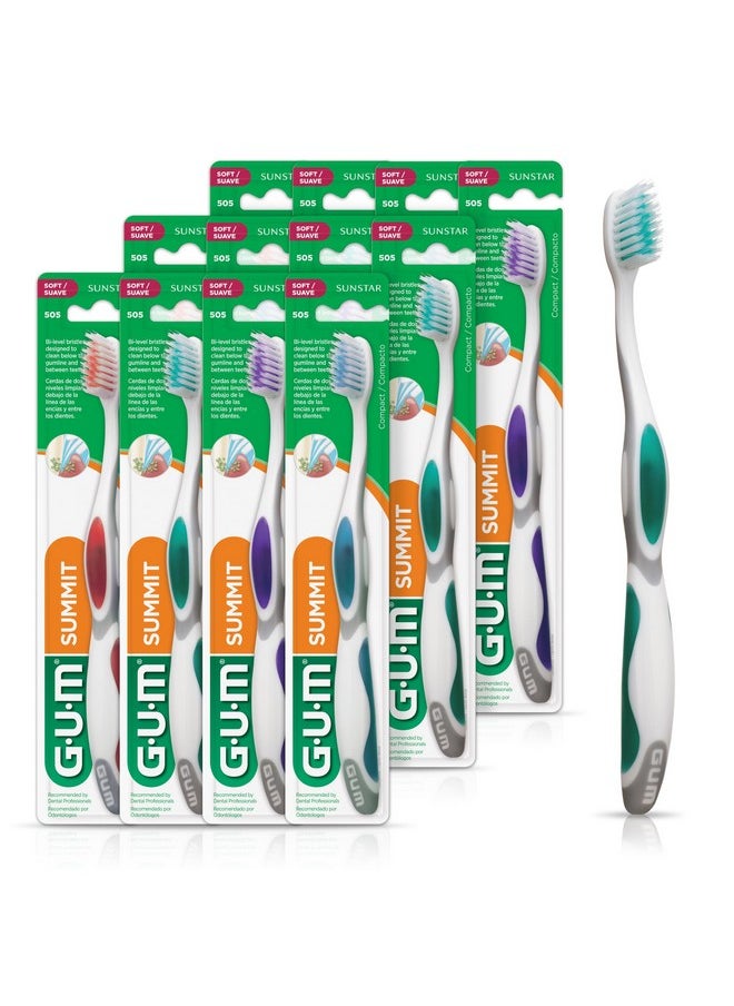 GUM Summit+ Soft Toothbrush, Ultra Fine Tapered Bristles for More Effective Plaque Removal, Extra Soft Toothbrushes for Adults, 1ct (Pack of 12)