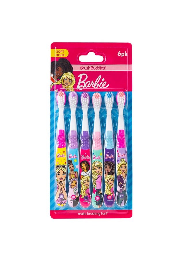 Brush Buddies 6 Pack Barbie Toothbrushes for Kids, Children's Toothbrushes, Soft Bristle Toothbrushes for Kids