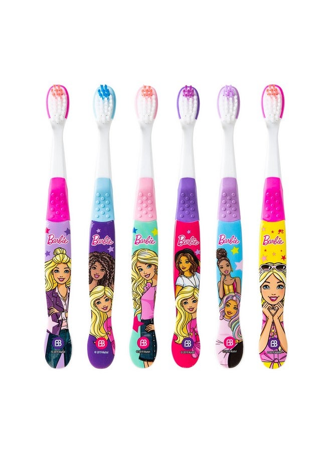Brush Buddies 6 Pack Barbie Toothbrushes for Kids, Children's Toothbrushes, Soft Bristle Toothbrushes for Kids