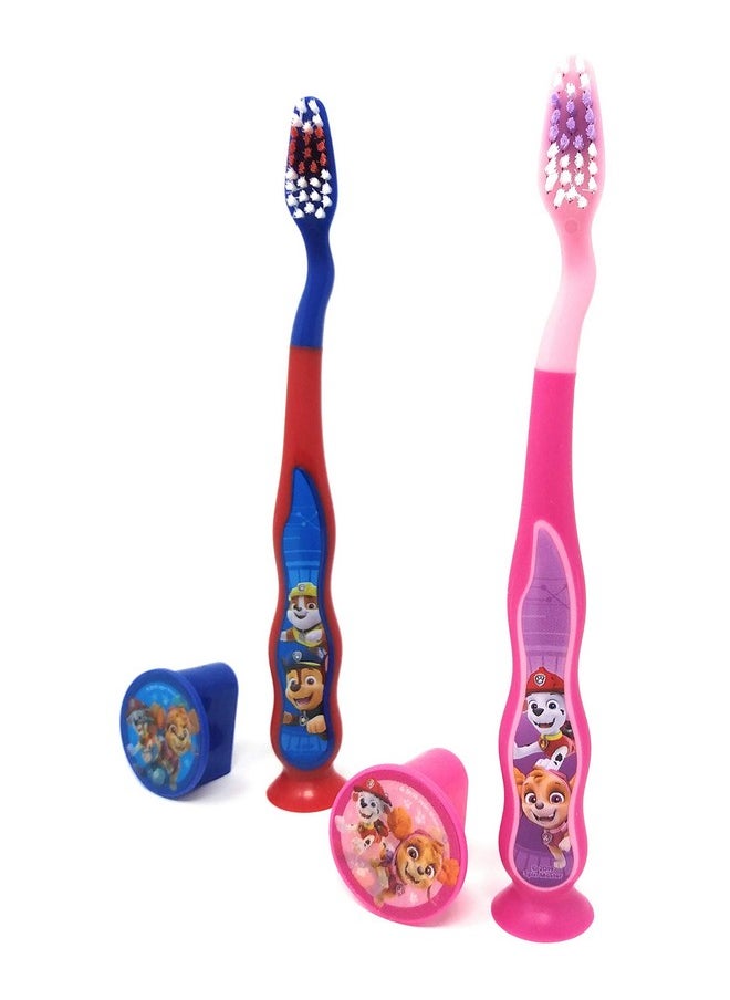 PAW Patrol Toothbrush for Kids 3+ yrs. Soft Suction Cup Pack of 2