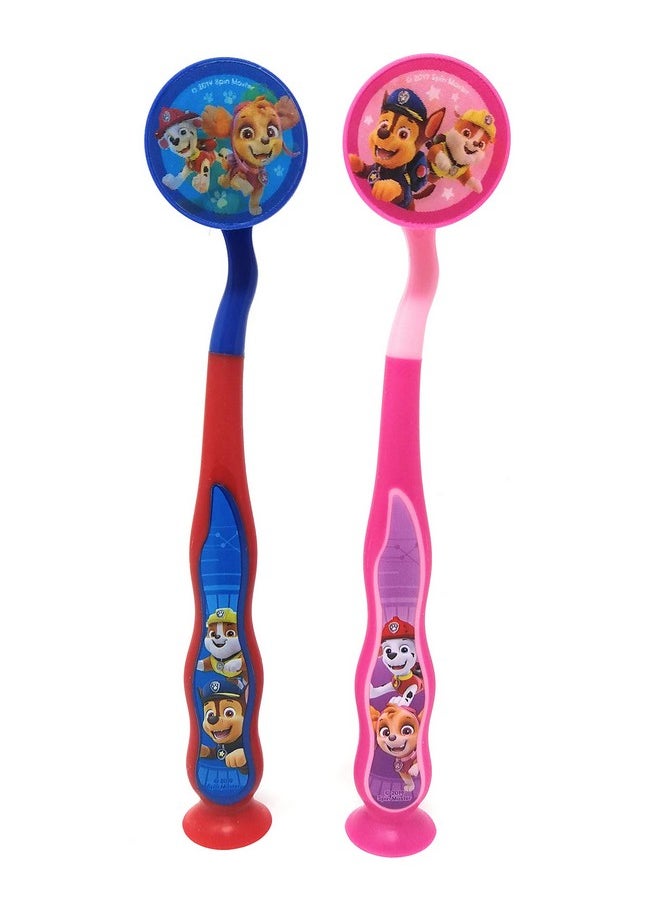 PAW Patrol Toothbrush for Kids 3+ yrs. Soft Suction Cup Pack of 2