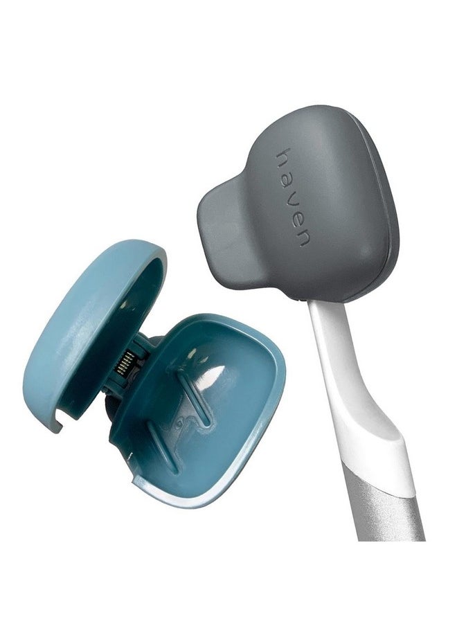Haven Toothbrush Cover - Fits Electronic and Manual Toothbrushes - Toothbrush Case Holder for Travel - Set of Two Tooth Brush Cap Protectors (Blue and Charcoal Gray)