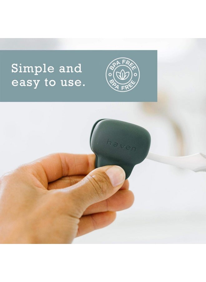 Haven Toothbrush Cover - Fits Electronic and Manual Toothbrushes - Toothbrush Case Holder for Travel - Set of Two Tooth Brush Cap Protectors (Blue and Charcoal Gray)