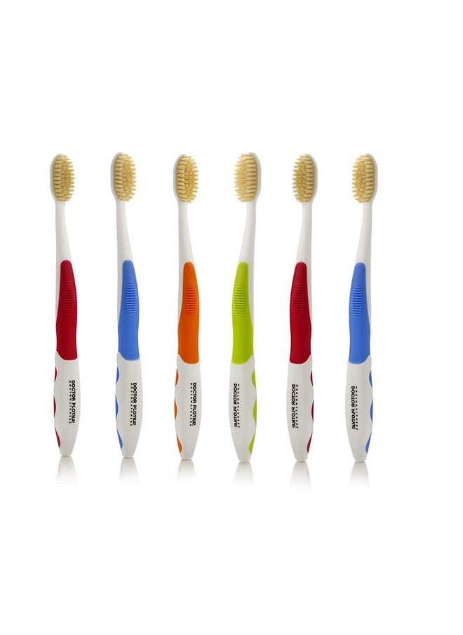 MOUTHWATCHERS Dr Plotkas Extra Soft Flossing Toothbrush Manual Soft Toothbrush for Adults, Ultra Clean Toothbrush, Good for Sensitive Teeth and Gums, Multicolor - 6 Pack