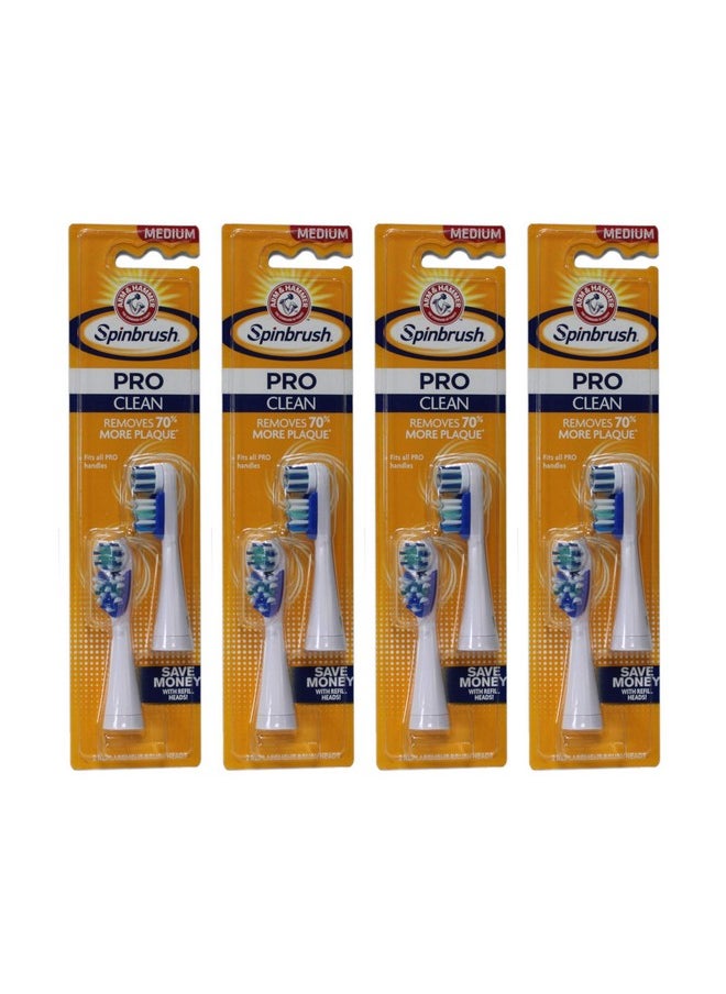 ARM & HAMMER Spinbrush Pro-Clean Replacement Brush Heads, Medium 2 ea (Pack of 4)