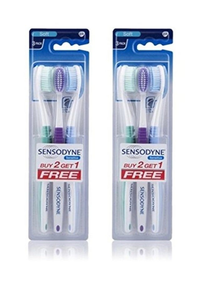 Sensodyne Sensitive Toothbrush Soft Sensitive Teeth, 3 Count (Pack of 2)