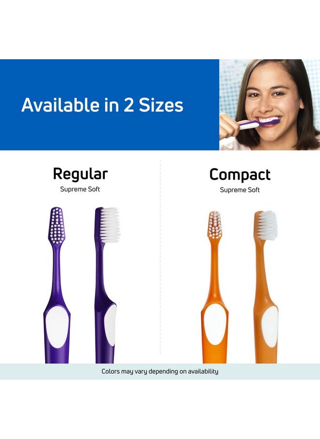 TEPE Supreme Toothbrush, Soft Bristle Toothbrush, Tapered Brush Head for Sensitive Teeth and Gum Care, Adult, 3 Pack