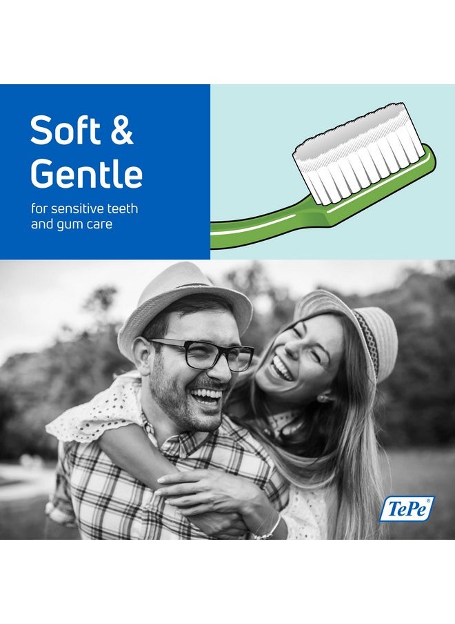 TEPE Supreme Toothbrush, Soft Bristle Toothbrush, Tapered Brush Head for Sensitive Teeth and Gum Care, Adult, 3 Pack