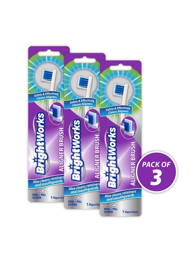 BrightWorks Aligner Brush (3 Pack) Safely and Effectively Cleans Aligners, Retainers, Mouth Guards, and Night Guards. Easy to Use and Safe for Most Dental Appliances.