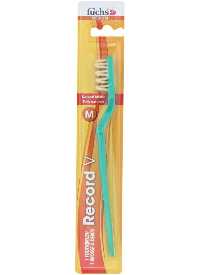 Fuchs: Pure Natural Bristle Record V Adult Medium Toothbrush, 1 ct (5 Pack)