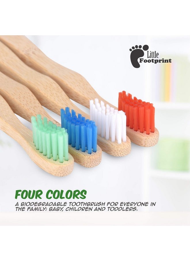 Little FootPrint Kids Bamboo Toothbrushes - 12 Pack |BPA Free Soft Bristles Toothbrushes | Eco-Friendly, Natural Bamboo Toothbrush Set | Biodegradable, Compostable, Wooden Eco Friendly