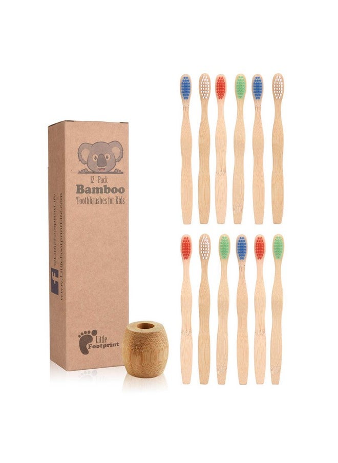 Little FootPrint Kids Bamboo Toothbrushes - 12 Pack |BPA Free Soft Bristles Toothbrushes | Eco-Friendly, Natural Bamboo Toothbrush Set | Biodegradable, Compostable, Wooden Eco Friendly