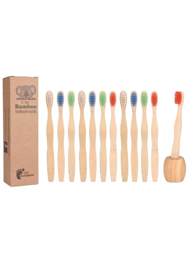 Little FootPrint Kids Bamboo Toothbrushes - 12 Pack |BPA Free Soft Bristles Toothbrushes | Eco-Friendly, Natural Bamboo Toothbrush Set | Biodegradable, Compostable, Wooden Eco Friendly