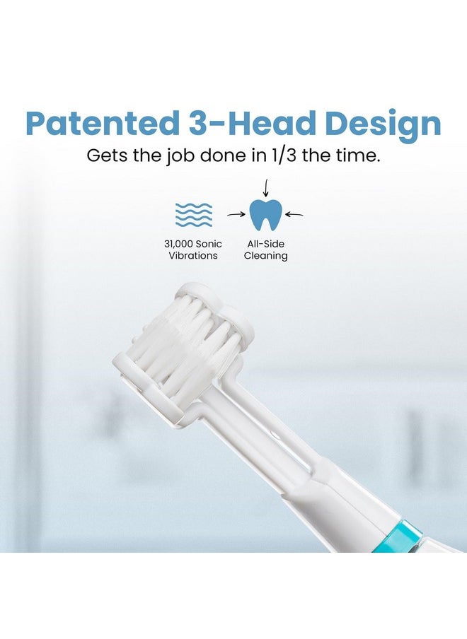 Triple Bristle GO 3 Sided Toothbrush | Sonic Toothbrush/w Soft Nylon Bristles | Autism Toothbrush for Kids & Special Needs Toothbrush | 3 Sided Toothbrush Adult & Kids Travel Friendly